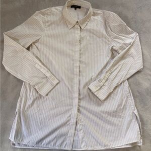 Lafayette 148 New York White Pinstripe Button-Down Shirt